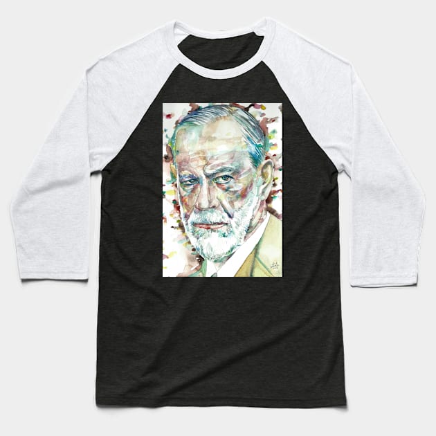 SIGMUND FREUD - watercolor portrait.1 Baseball T-Shirt by lautir